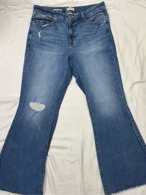 Ava & Viv Women's Medium Blue Distressed Wide Leg Jeans
